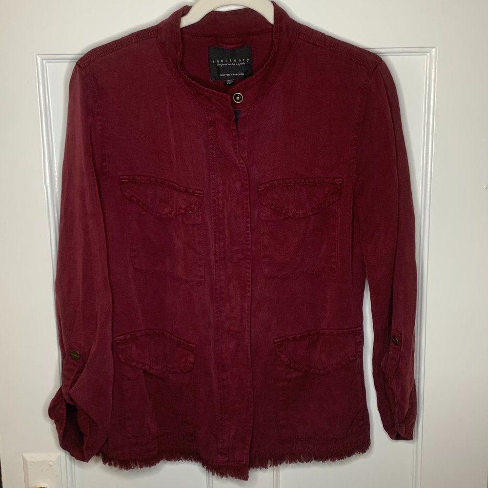 SANCTUARY Frayed Maroon Utility Jacket - NWOT